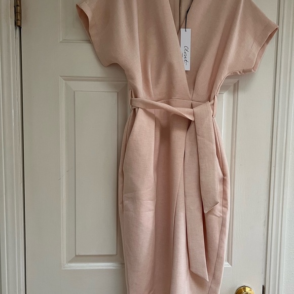 ASOS kimono wrap dress in blush - Picture 3 of 5